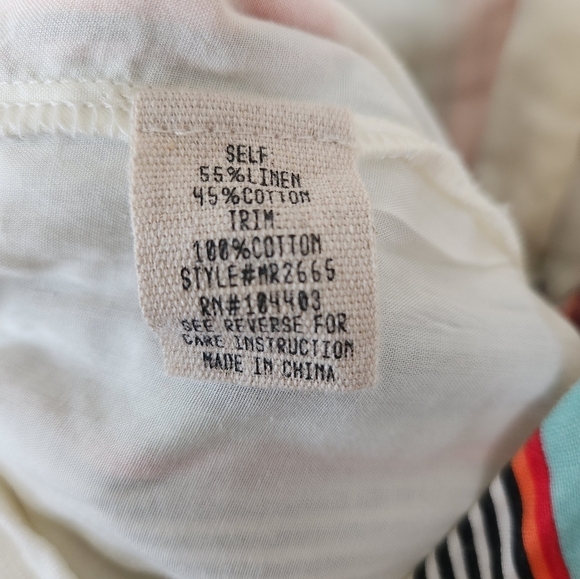 Moon River LINEN COTTON blend Striped Halter Romper White Blue Orange - Picture 6 of 11